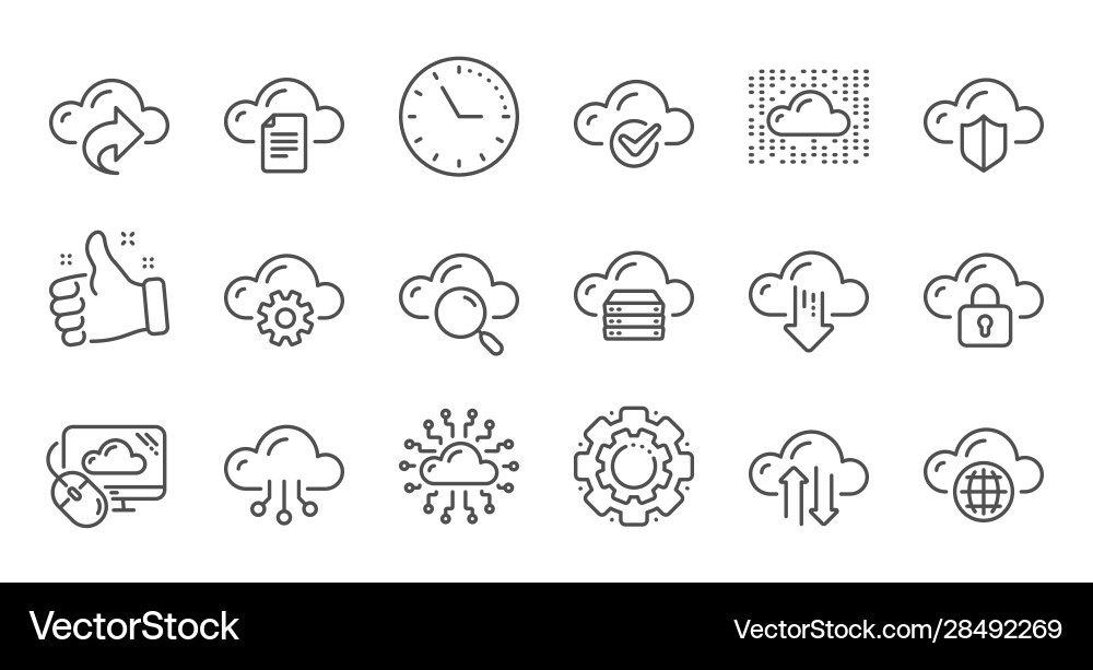 Computer cloud icons hosting computing data vector image