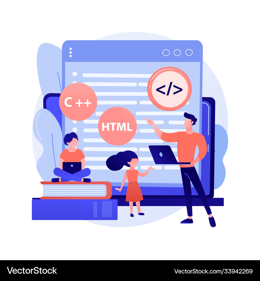 Computer programming camp abstract concept Computer programming camp abstract concept vector image