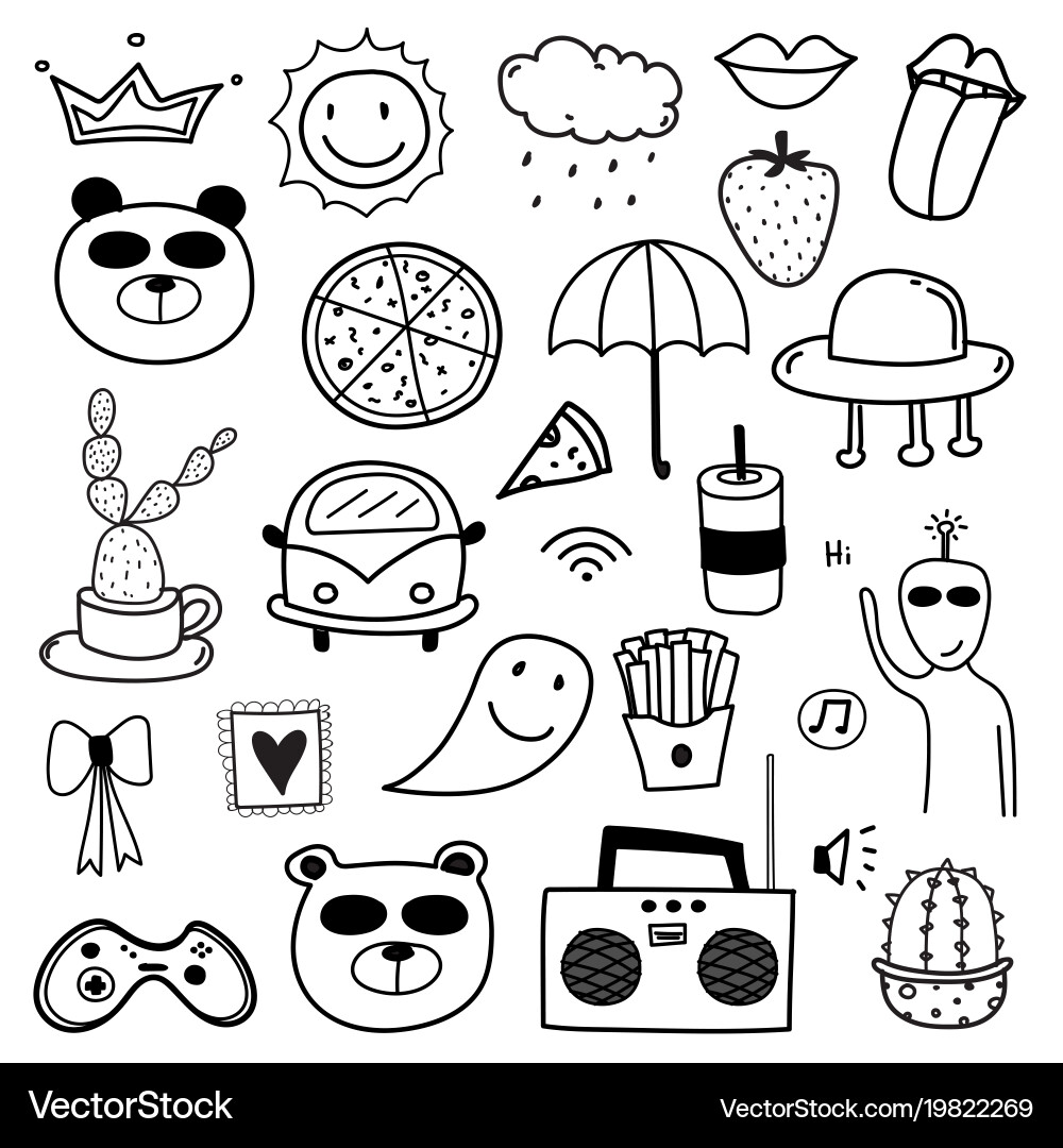 Hand drawn doodle lovely set Vector Image