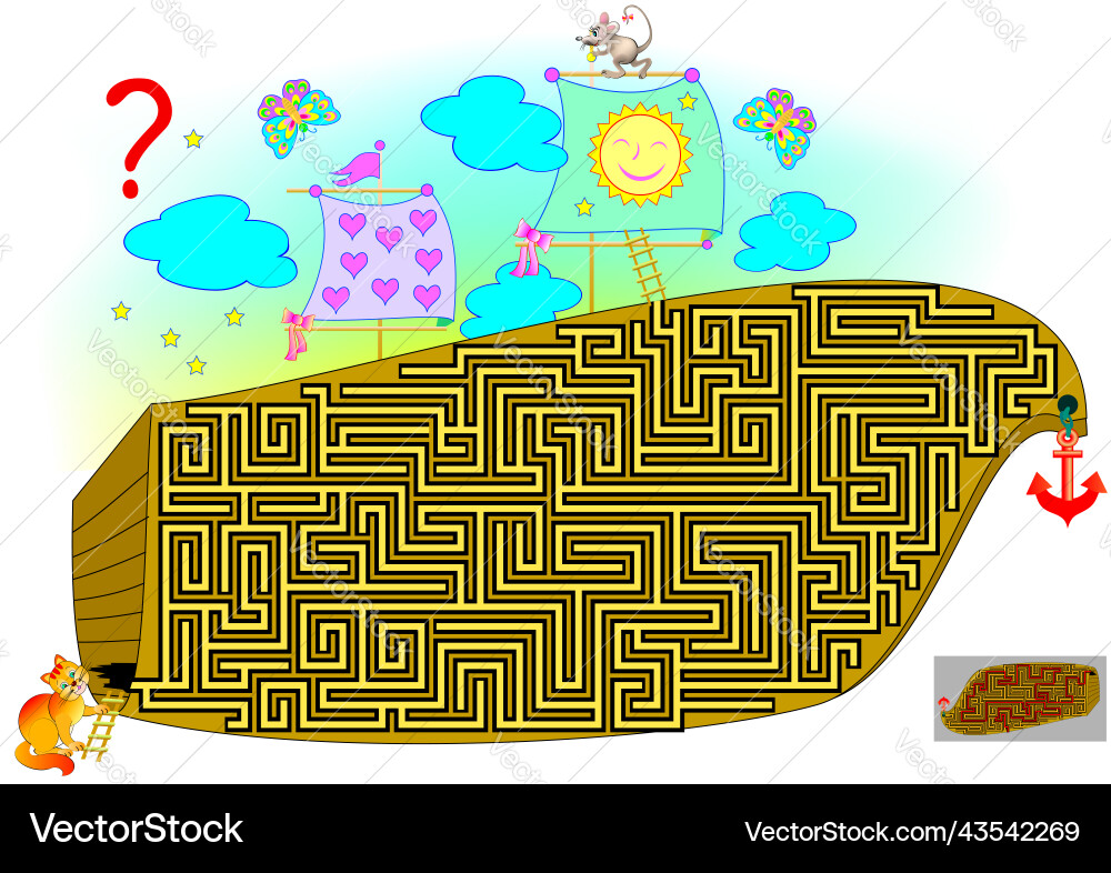 Logic puzzle game with labyrinth for children Logic puzzle game with labyrinth for children vector image