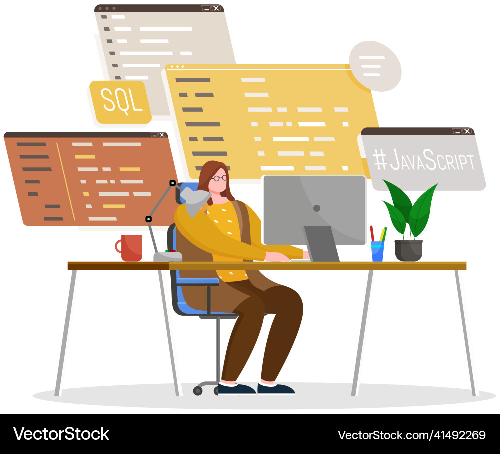 Programmer engineering and coding set Programmer engineering and coding set vector image