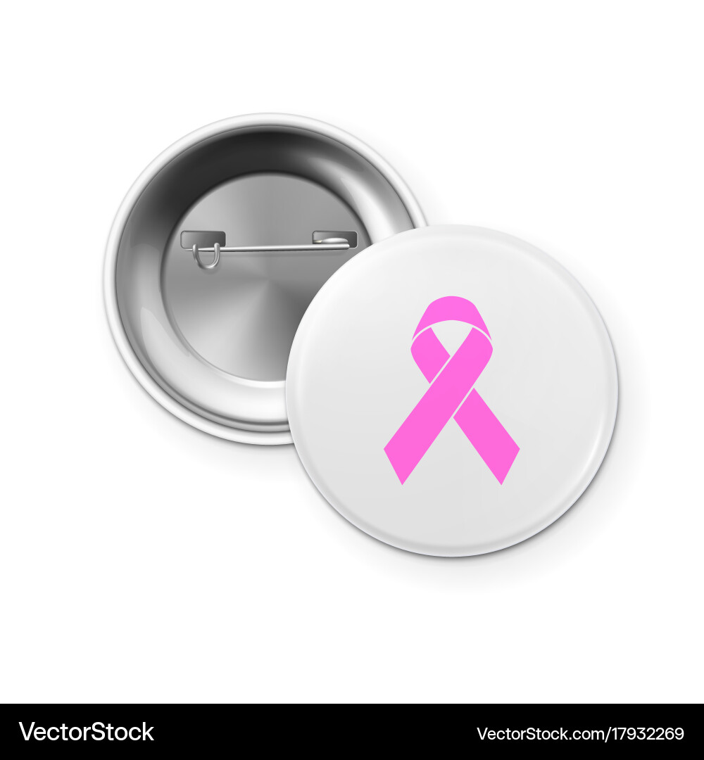 Realistic button badge front and back view vector image