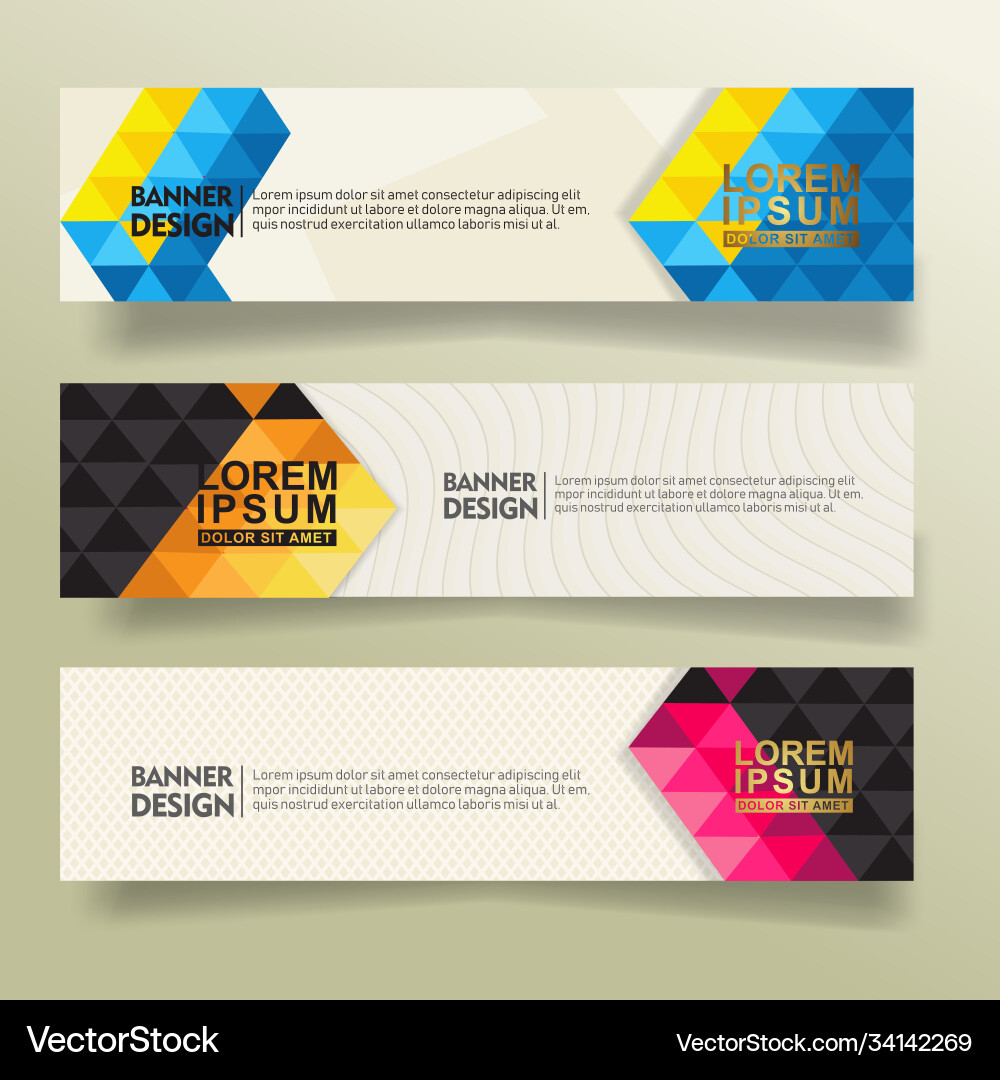 Set abstract banner template design with triangle vector image
