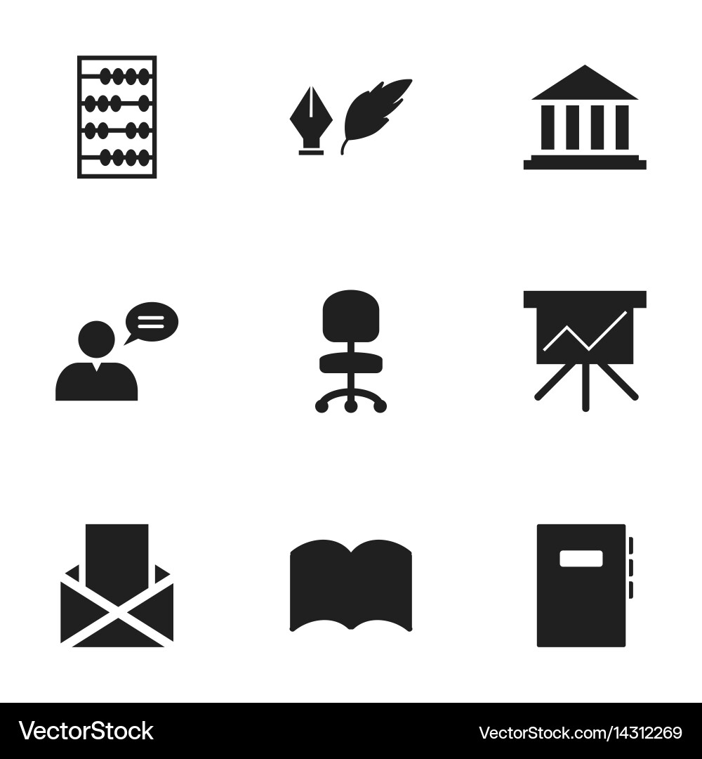 Set of 9 editable university icons includes Vector Image