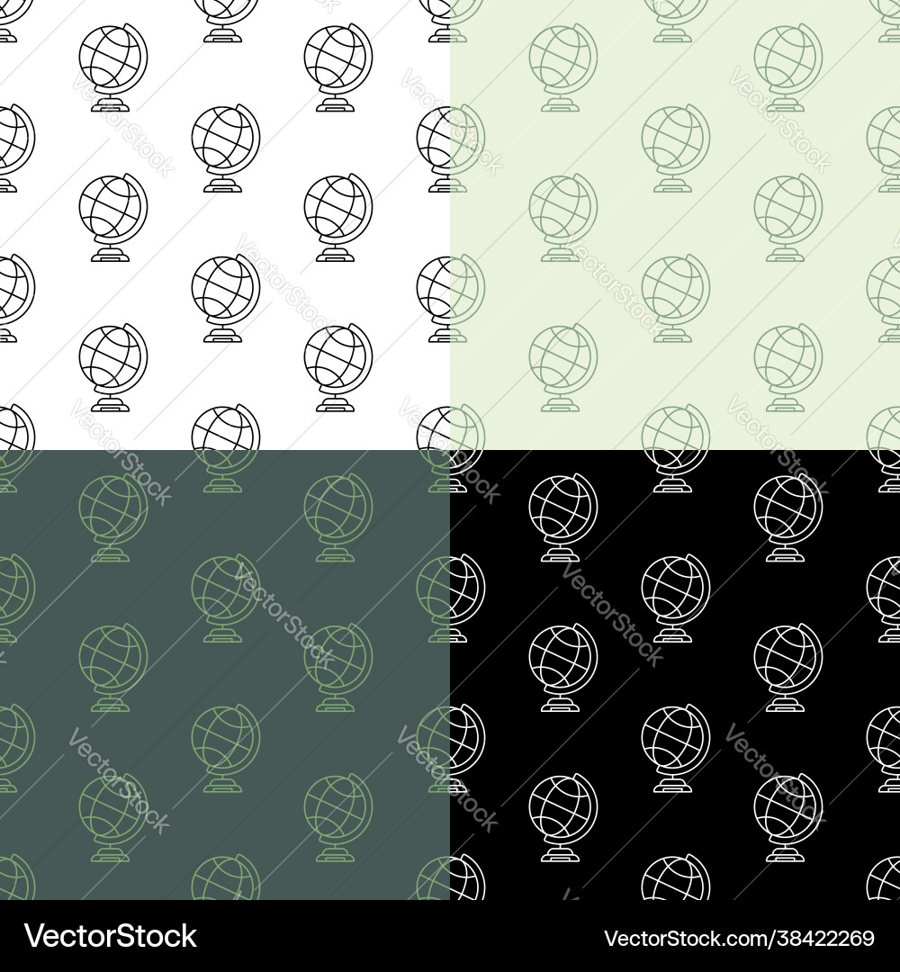 Set seamless patterns with school globe Set seamless patterns with school globe vector image