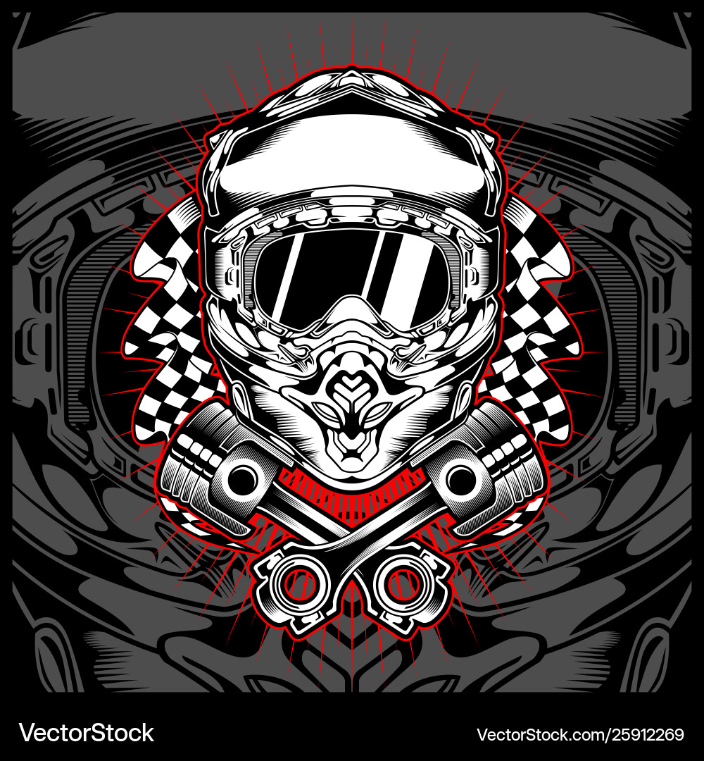 Skull Helmet Motorbike Artwork Vector Image