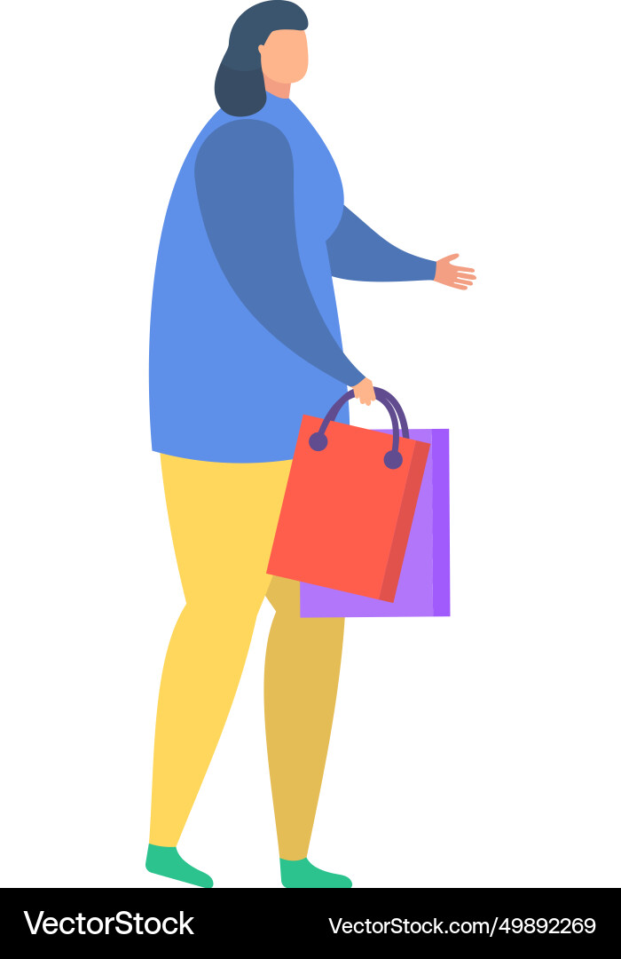 Woman shopping with bags in hand casual clothing Woman shopping with bags in hand casual clothing vector image