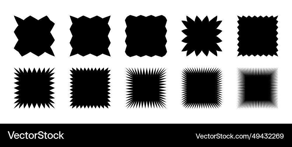 Zig zag edge squared shape collection jagged Zig zag edge squared shape collection jagged vector image
