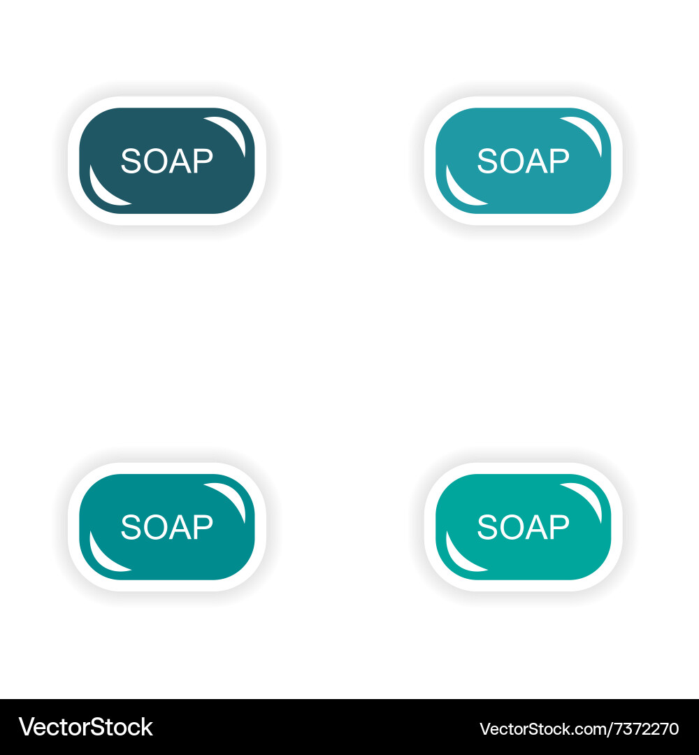 Assembly realistic sticker design on paper soap vector image