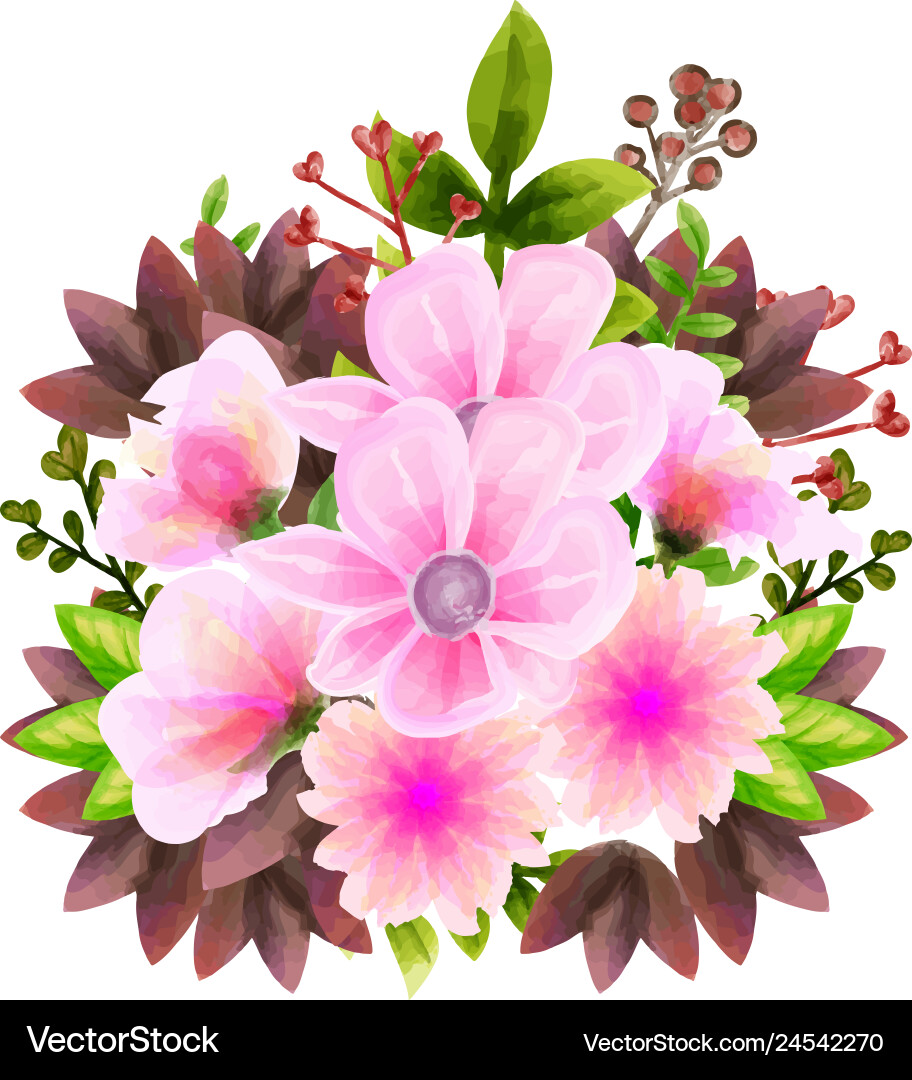 Bouquet watercolor flower floral set colorful Bouquet watercolor flower floral set colorful vector image