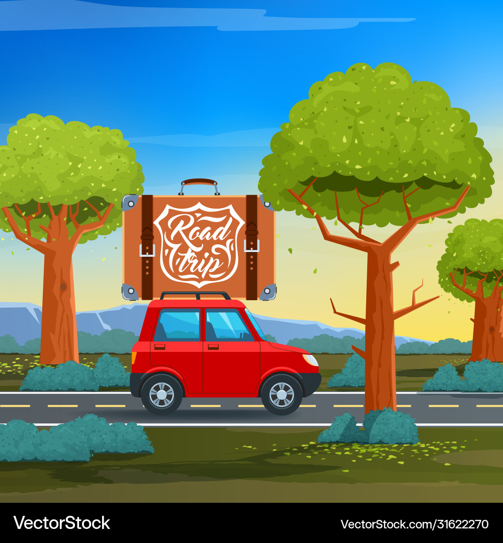 Car with luggage road trip 03 Car with luggage road trip 03 vector image
