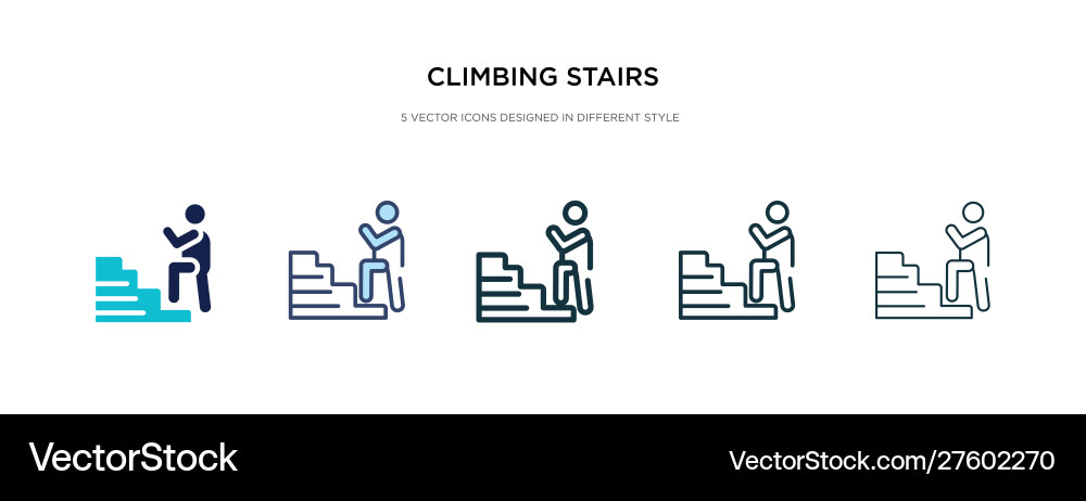 Climbing stairs icon in different style two Climbing stairs icon in different style two vector image