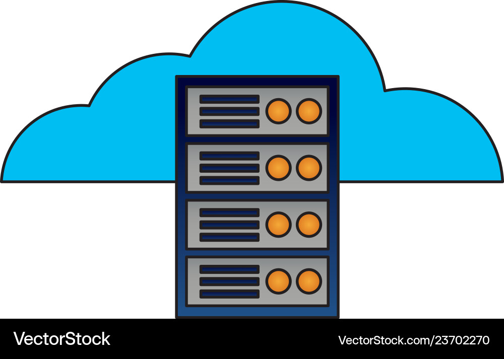 Cloud computing computer case storage vector image
