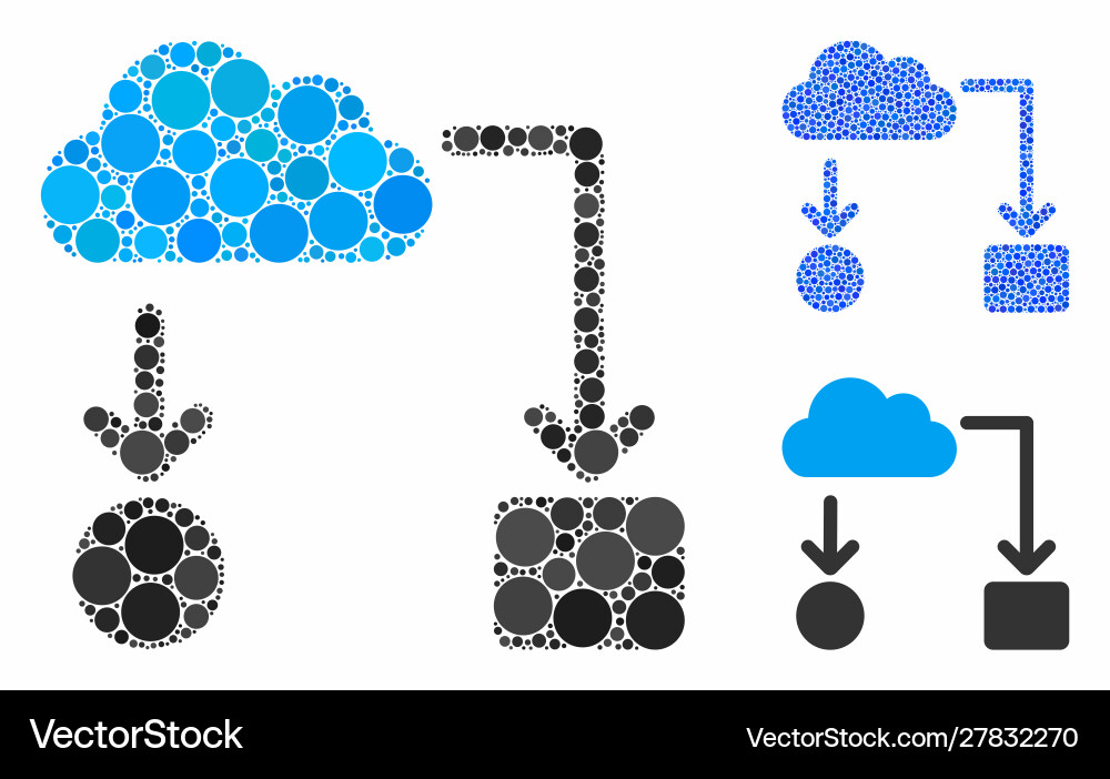 Cloud flow chart mosaic icon round dots Cloud flow chart mosaic icon round dots vector image