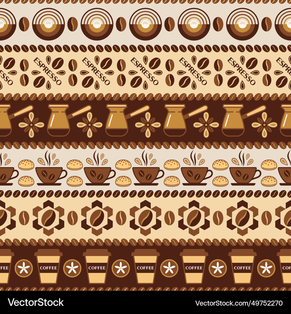 Coffee theme pattern with icons in geometric style Coffee theme pattern with icons in geometric style vector image