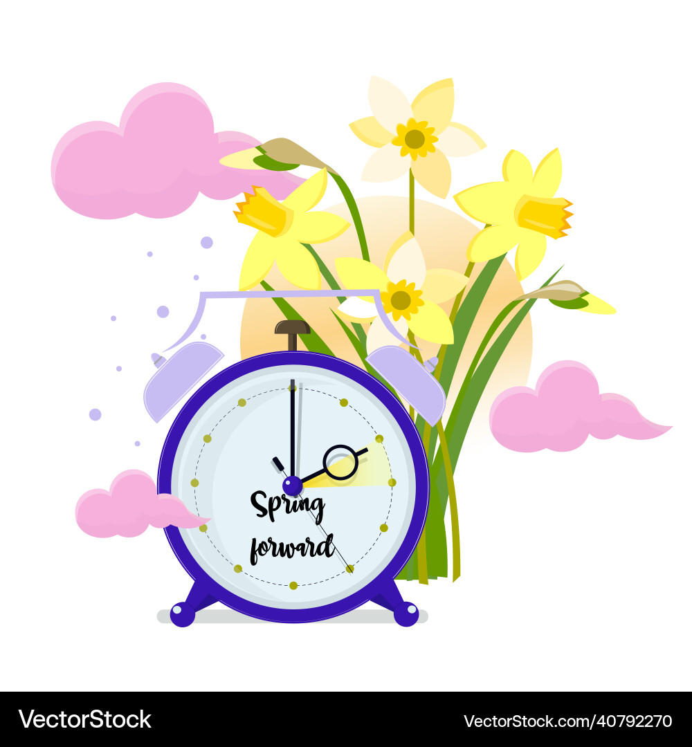 Daylight saving time concept clocks move forward Vector Image