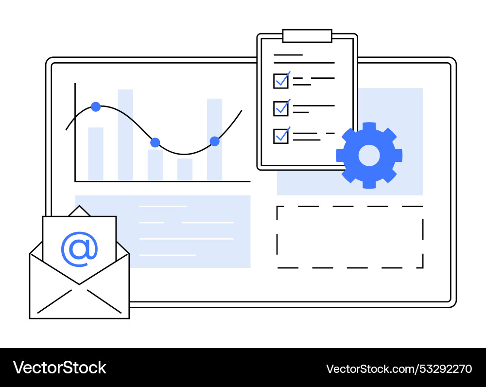 Email notification with graph checklist Email notification with graph checklist vector image