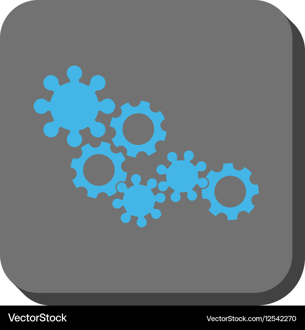 Gear mechanism rounded square button Vector Image