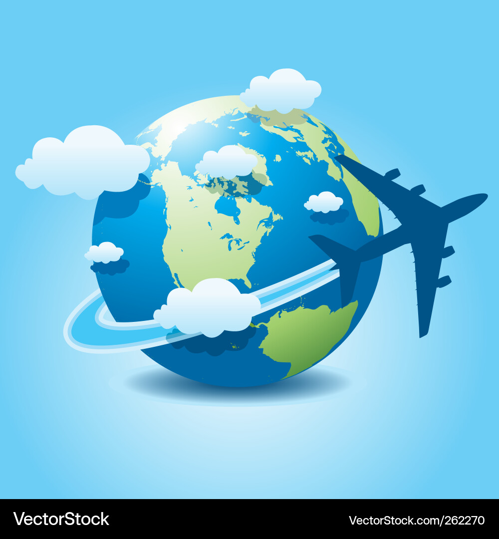 Global Travel & Flugzeug Vektorbild