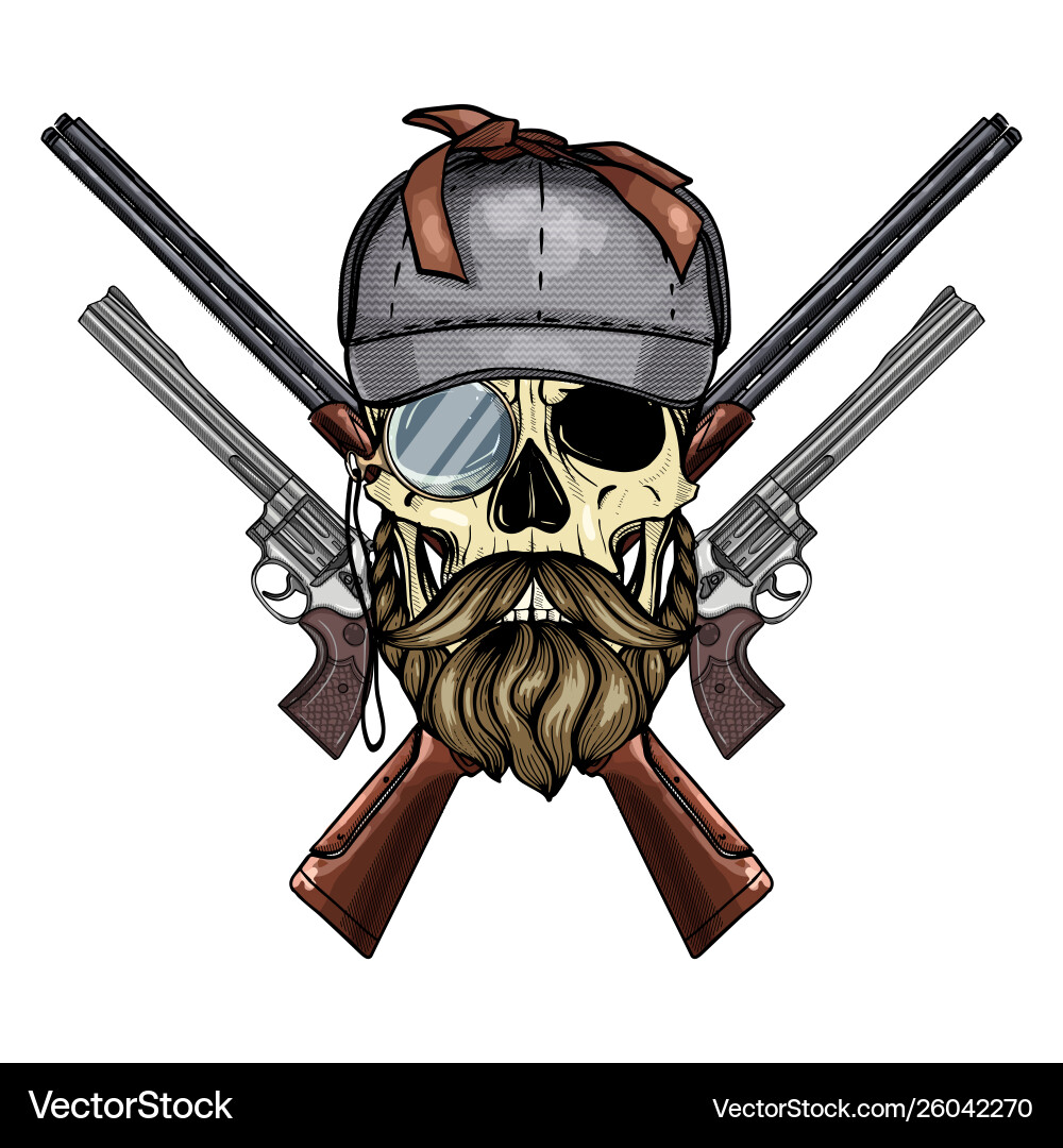 Hand drawn hunter skull Hand drawn hunter skull vector image