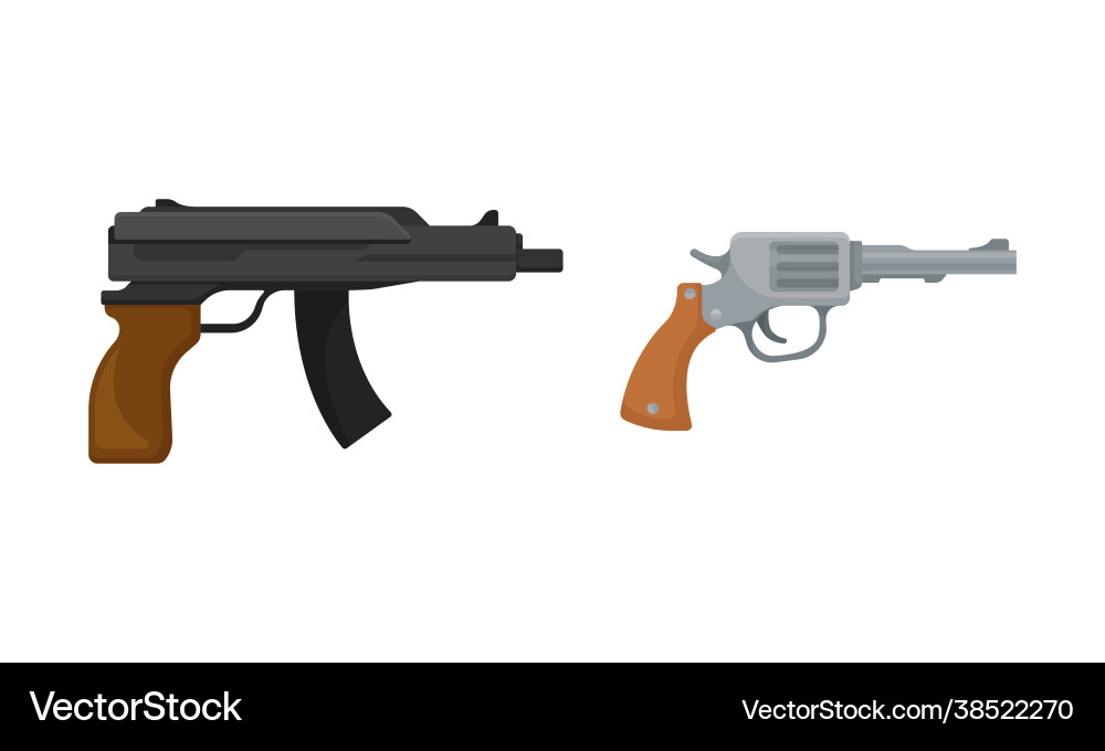 Handguns or pistol models with firing trigger Handguns or pistol models with firing trigger vector image