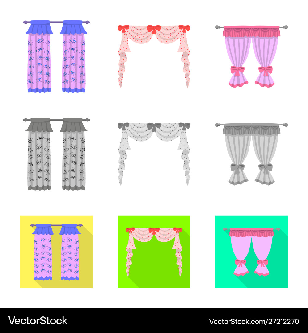 Isolated object curtains and drapes symbol set Vector Image
