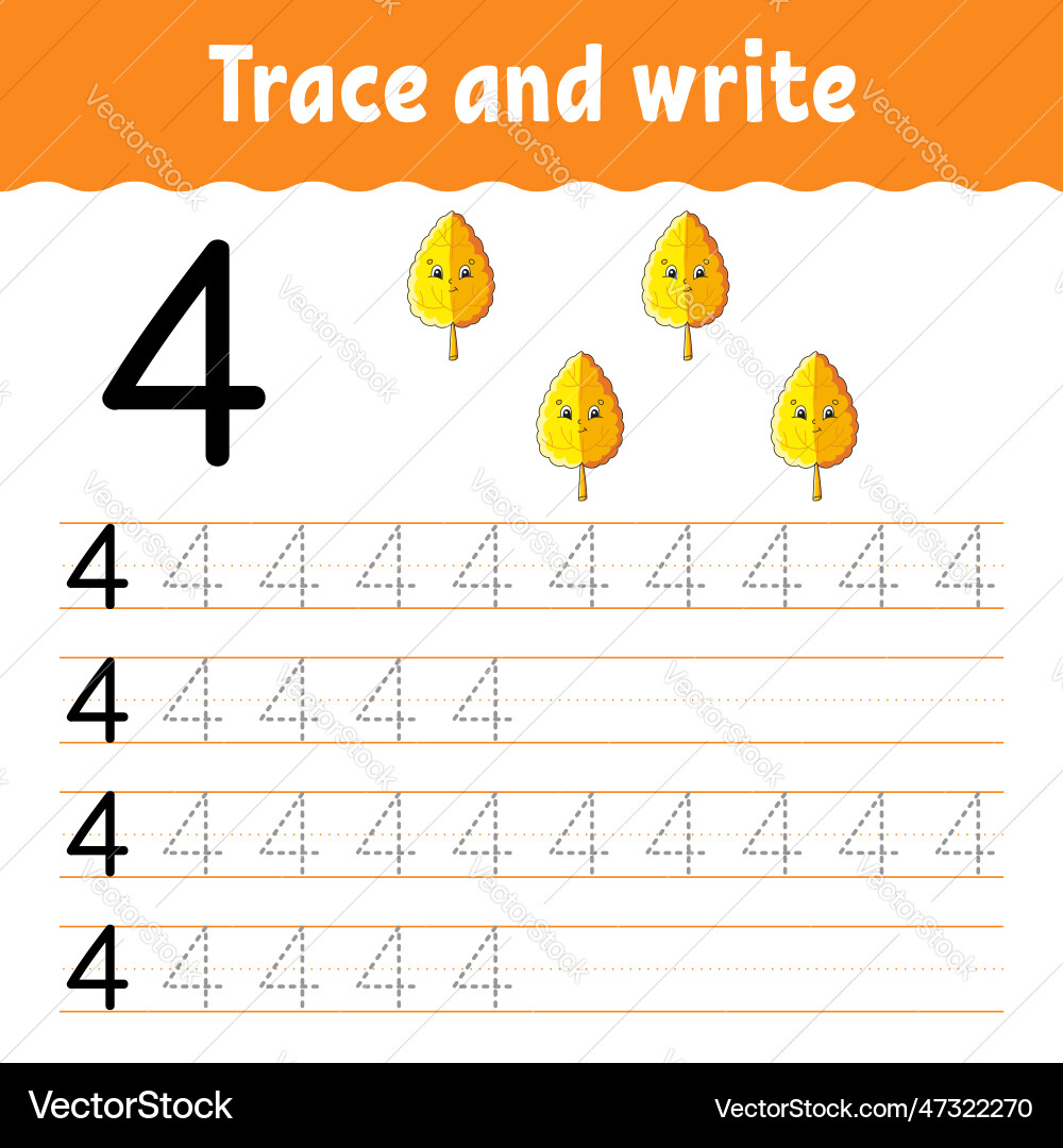Learn numbers trace and write handwriting Learn numbers trace and write handwriting vector image