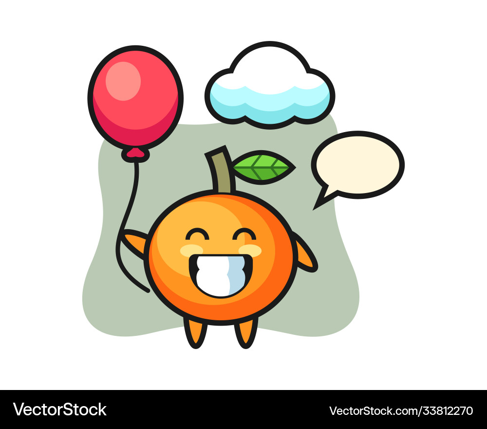 Mandarin Orange Maskottchen spielt Ballon Mandarin Orange Maskottchen spielt Ballon vektorbild