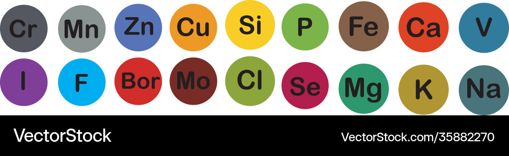 Minerals microelements and macro elements useful vector image