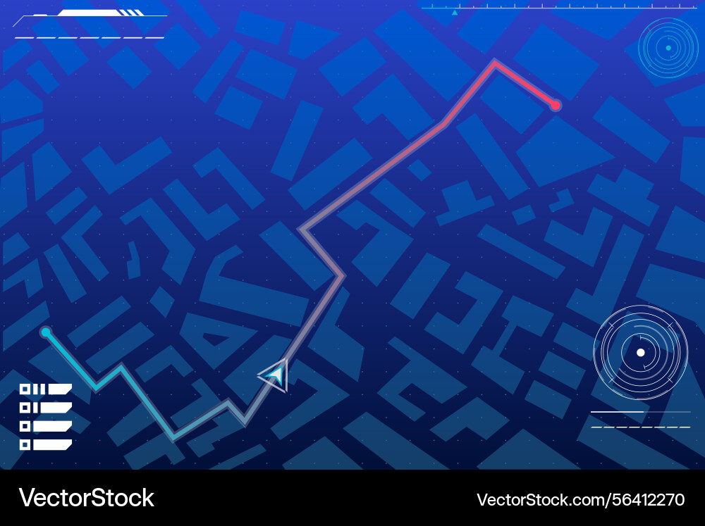 Navigation map game futuristic ui for city Navigation map game futuristic ui for city vector image