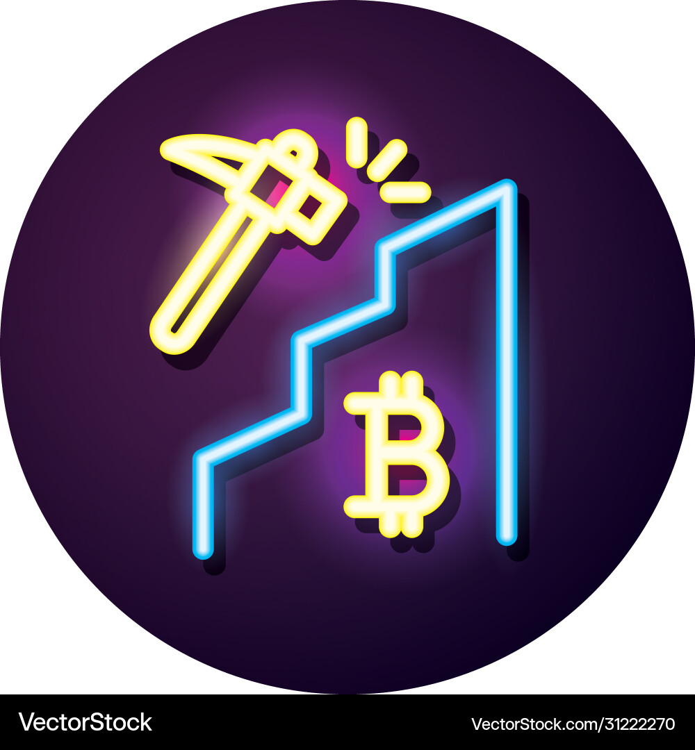Pick mining bitcoin crypto currency neon style – Royalty-Free Vector |  VectorStock