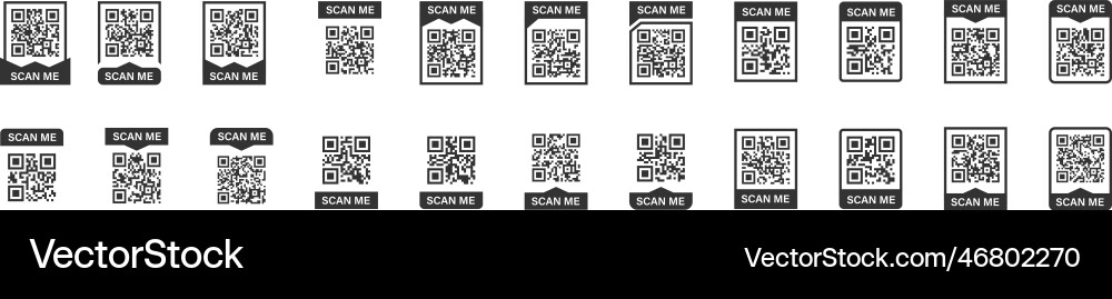 QR Code Scan Me Icons - Mobile App vector image