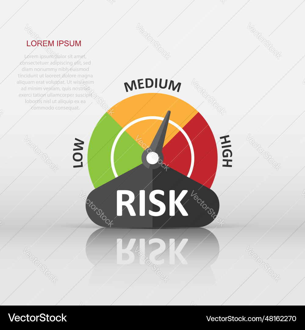 Risk meter icon in flat style rating indicator Risk meter icon in flat style rating indicator Vector Image