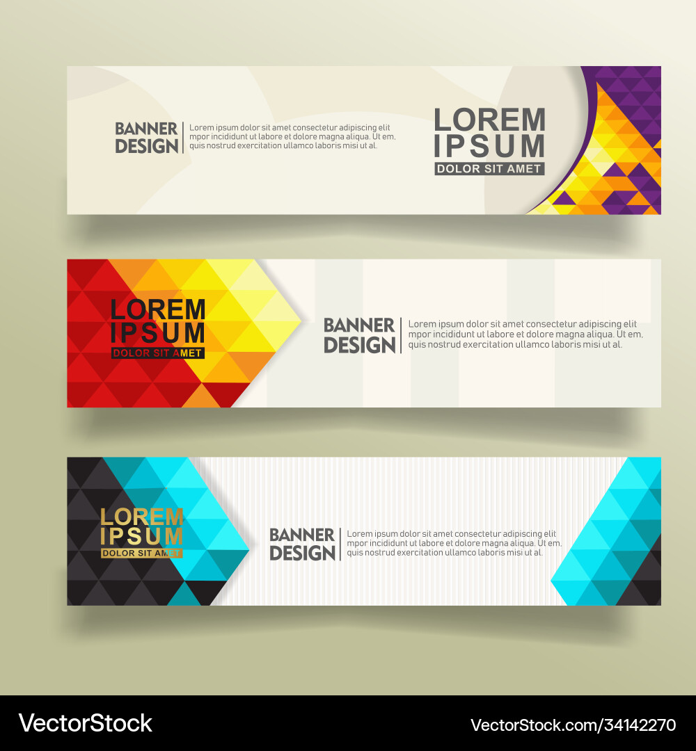 Set abstract banner template design with triangle vector image