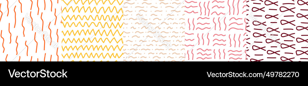 Set of simple doodle seamless pattern Vector Image