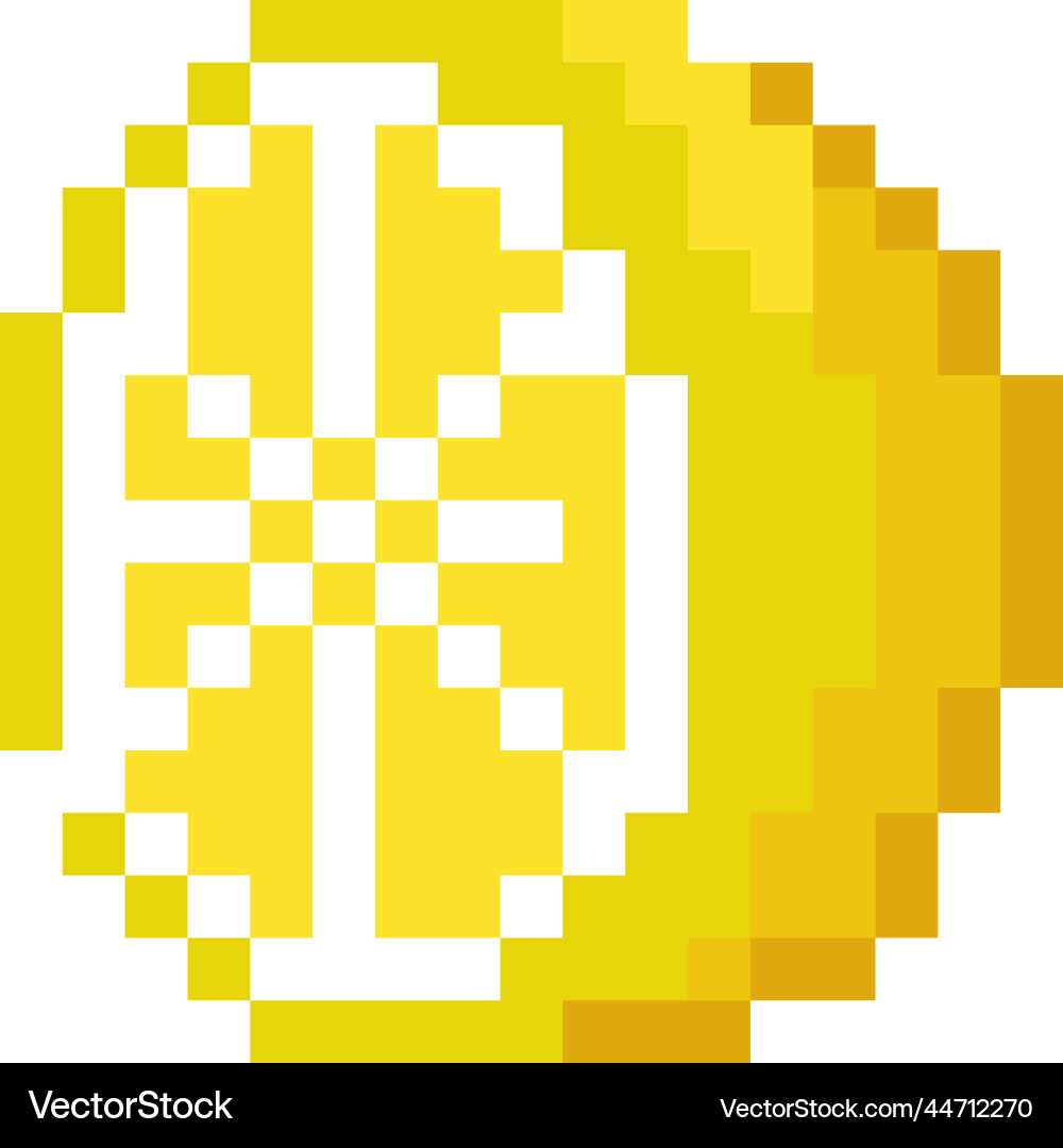 Sliced fruit pixelated lemon icon 8 bit style vector image