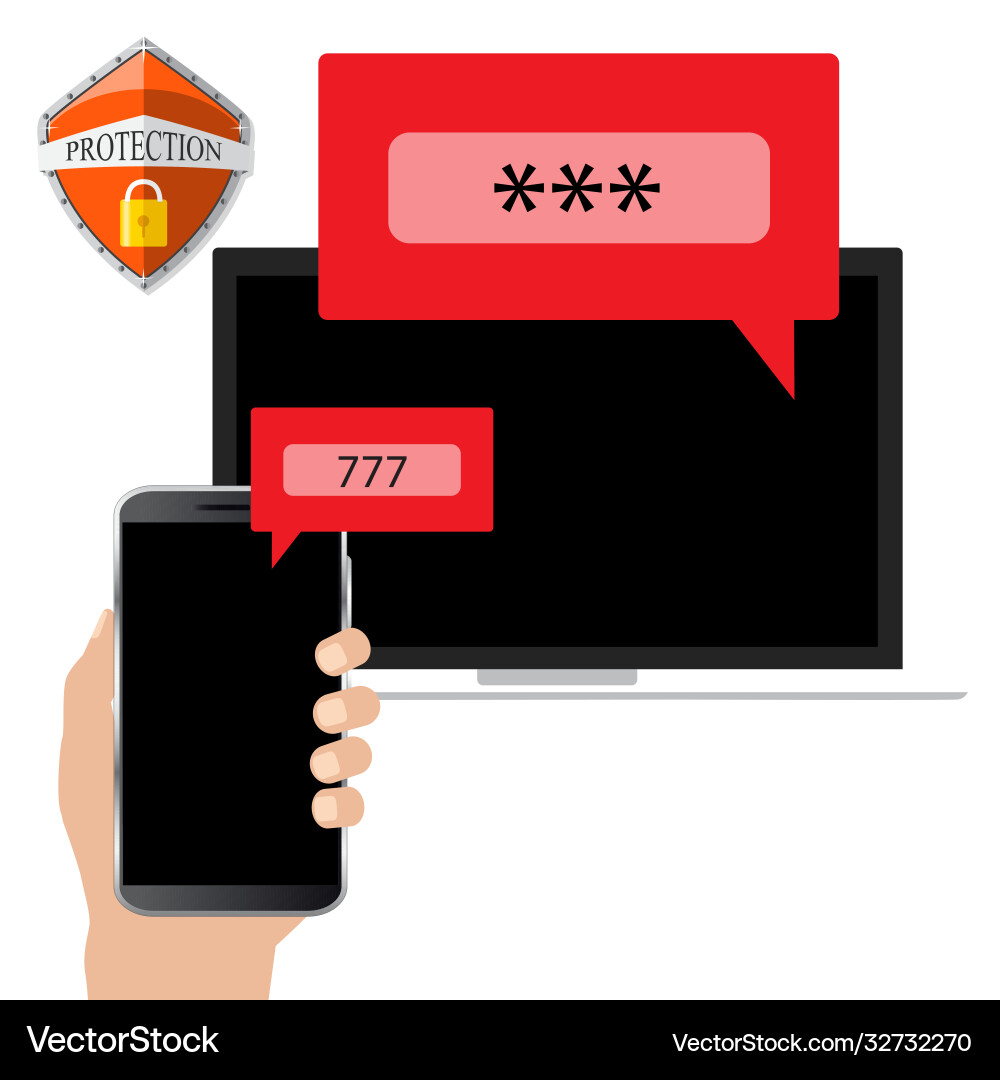 Smartphone and computer security two step Vector Image
