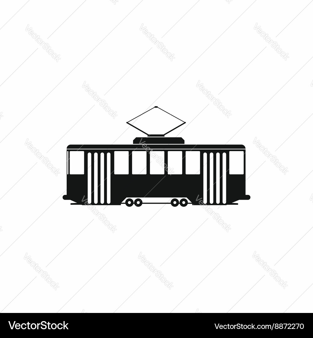 Tram icon in simple style Vector Image