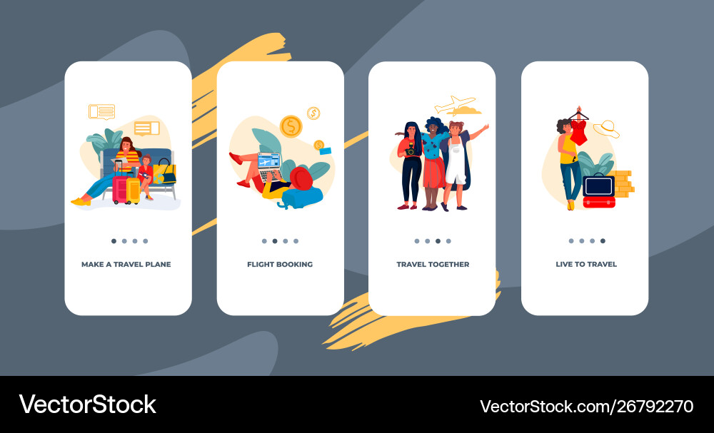 Travel onboard screen mobile app ui mockup Travel onboard screen mobile app ui mockup vector image