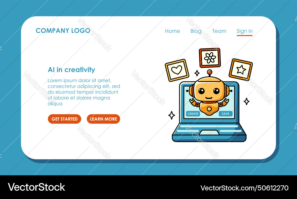 Web page design about using ai to generate images Vector Image