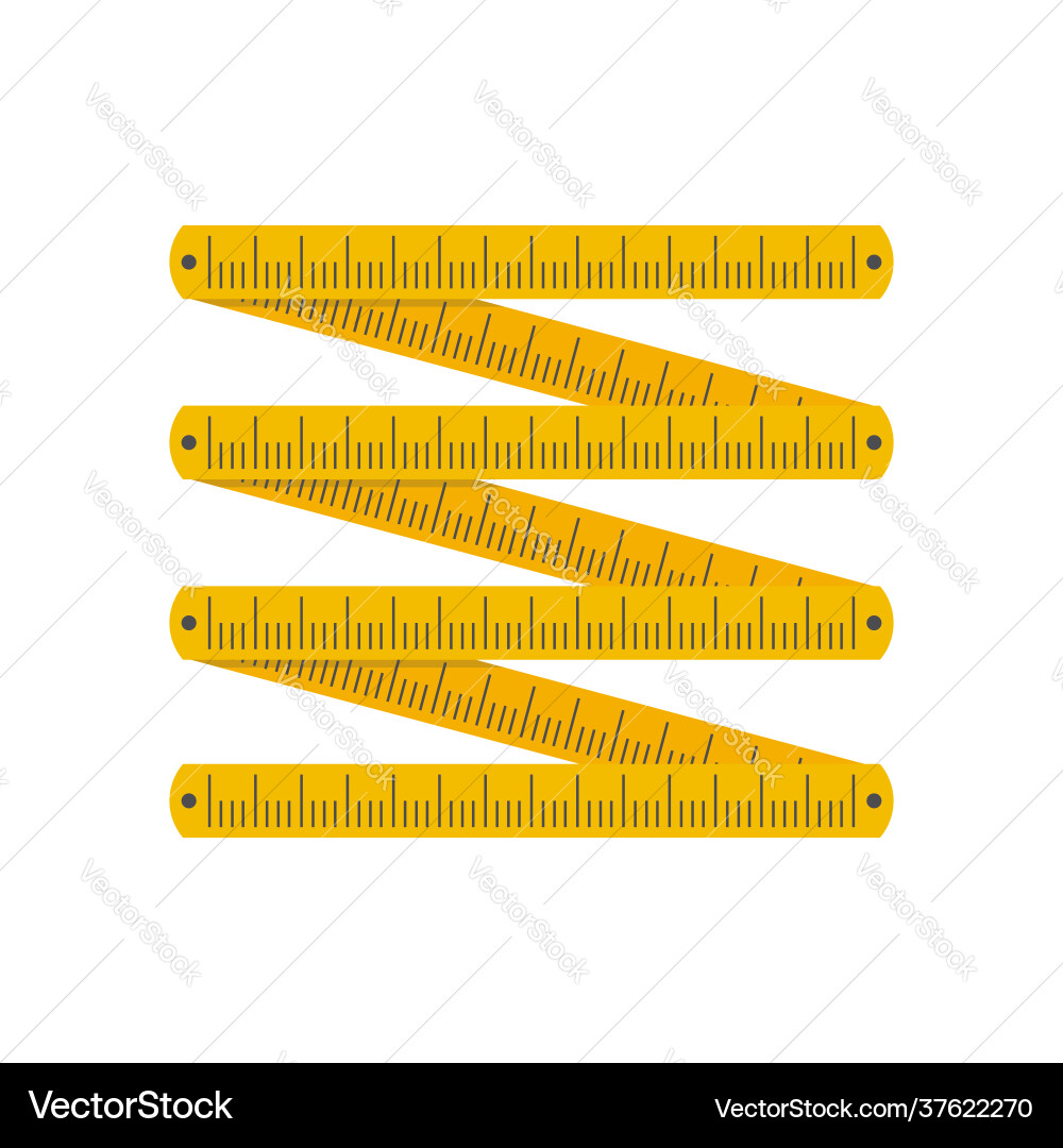 Yellow folding rule zigzag shape flat style Yellow folding rule zigzag shape flat style vector image