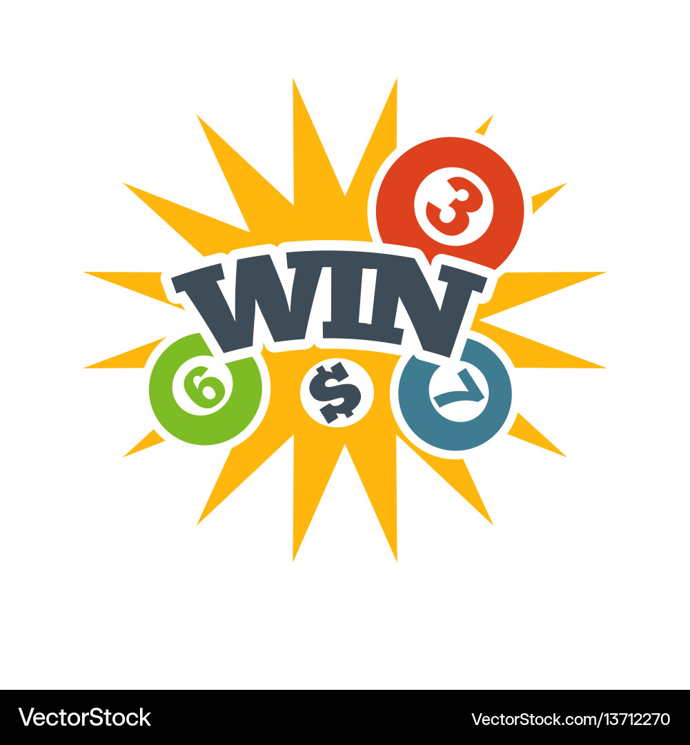 Yellow win badge in lottery with bingo numbers Yellow win badge in lottery with bingo numbers vector image