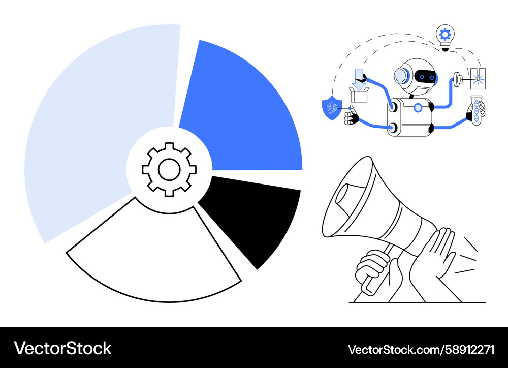 Automation and data insights with ai robot pie Automation and data insights with ai robot pie Vector Image