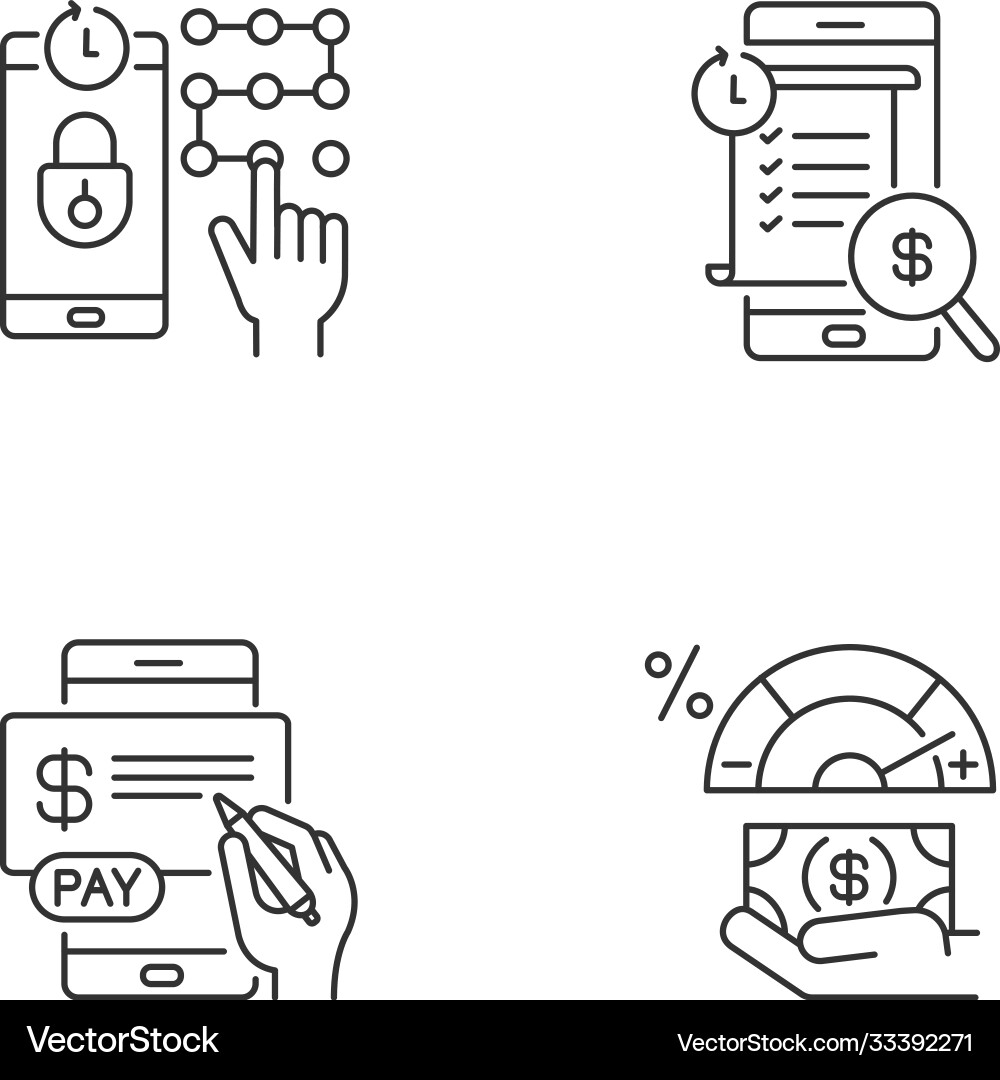 Banking Service Line Icons vector image