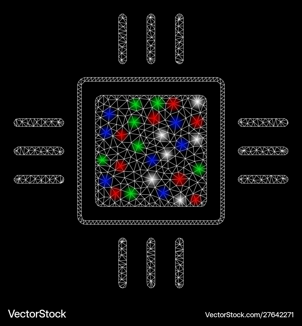 Bright mesh network processor with flash spots Bright mesh network processor with flash spots vector image