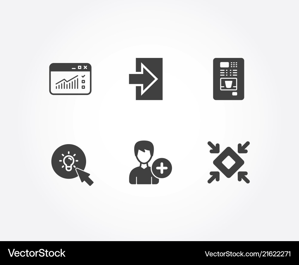 Coffee vending login and web traffic icons add Coffee vending login and web traffic icons add vector image