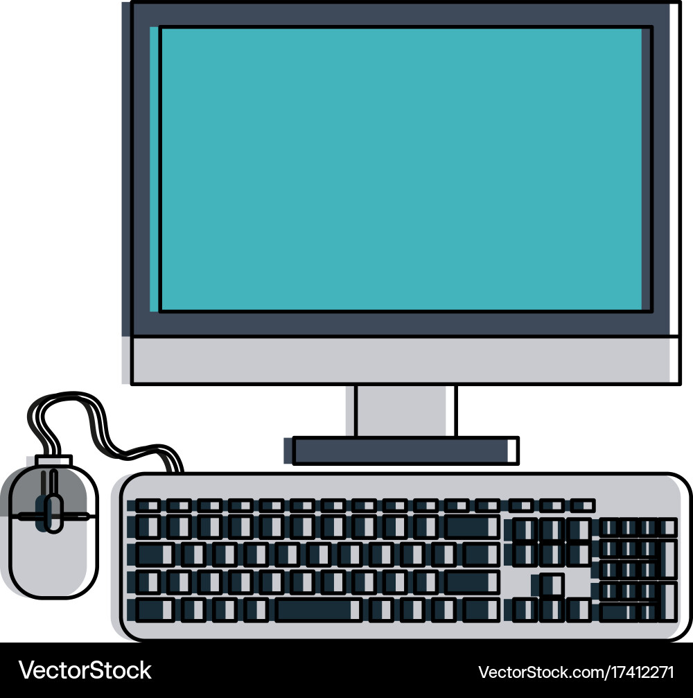 Computer monitor and keyboard icon imag vector image