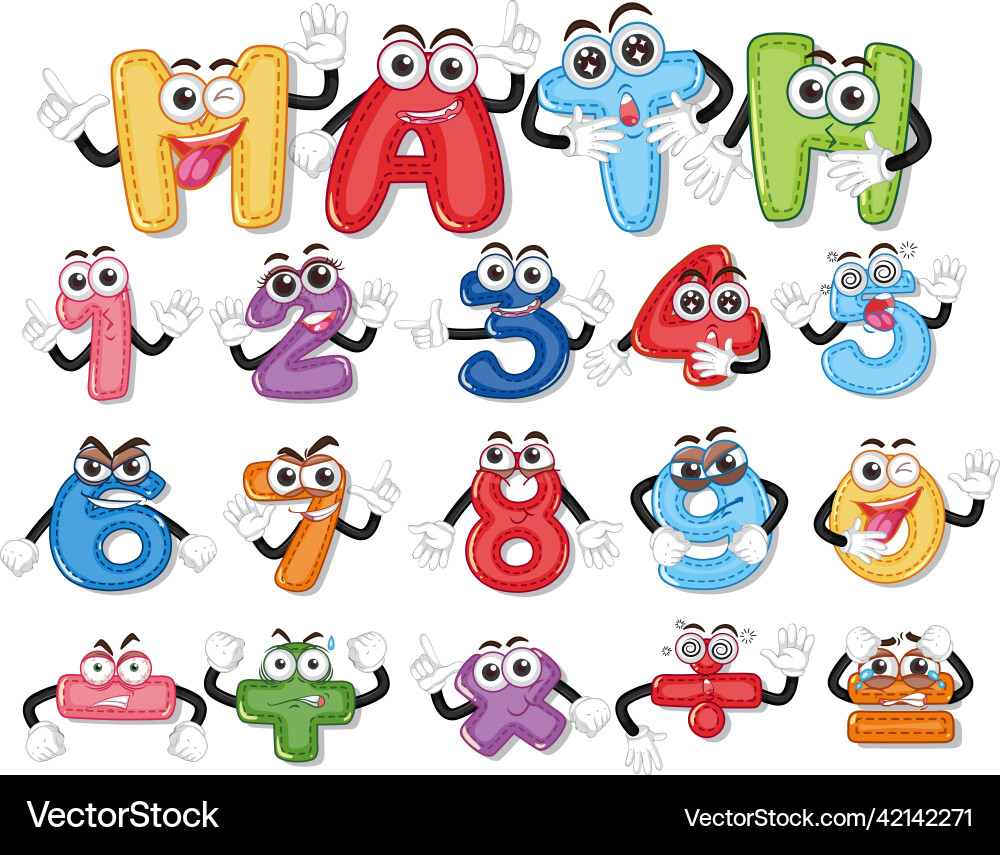 Counting numbers from zero to nine and math Counting numbers from zero to nine and math vector image