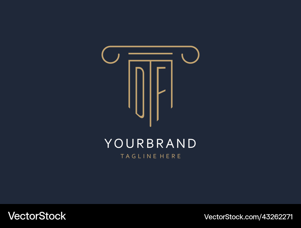 Df initial with pillar shape logo design creative Vector Image