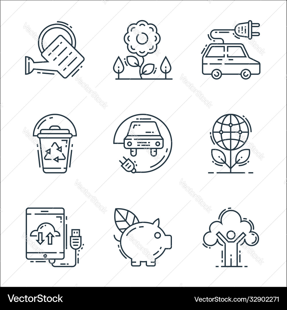 Environment and eco line icons linear set quality Environment and eco line icons linear set quality vector image